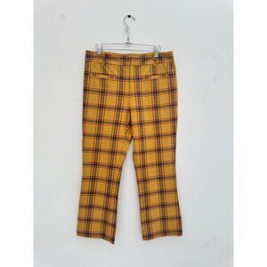NWOT Anthropologie Essential Collection Mustard Plaid Trousers Women US 8 Ankle
